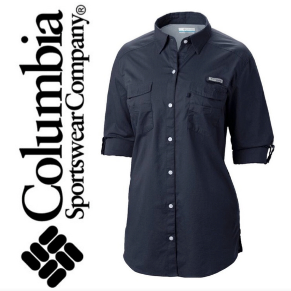💥 SOLD 💥 COLUMBIA PFG Navy Blue Shirt SIZE 1x - Picture 2 of 8